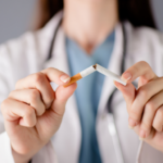 Doctor breaking a cigarette in half